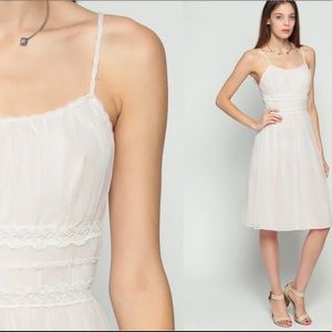 LACE Slip Dress White Pastel Pink Babydoll Midi